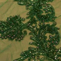 Green Handbeaded Rhinestone Crystal Applique (Front/Desk panel)