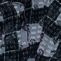 Black and White Square Design Printed Chiffon Fabric
