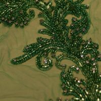 Green Handbeaded Rhinestone Crystal Applique (Front/Desk panel)