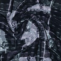 Black and White Square Design Printed Chiffon Fabric
