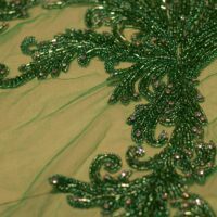 Green Handbeaded Rhinestone Crystal Applique (Front/Desk panel)