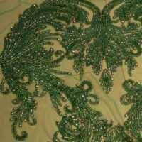 Green Handbeaded Rhinestone Crystal Applique (Front/Desk panel)