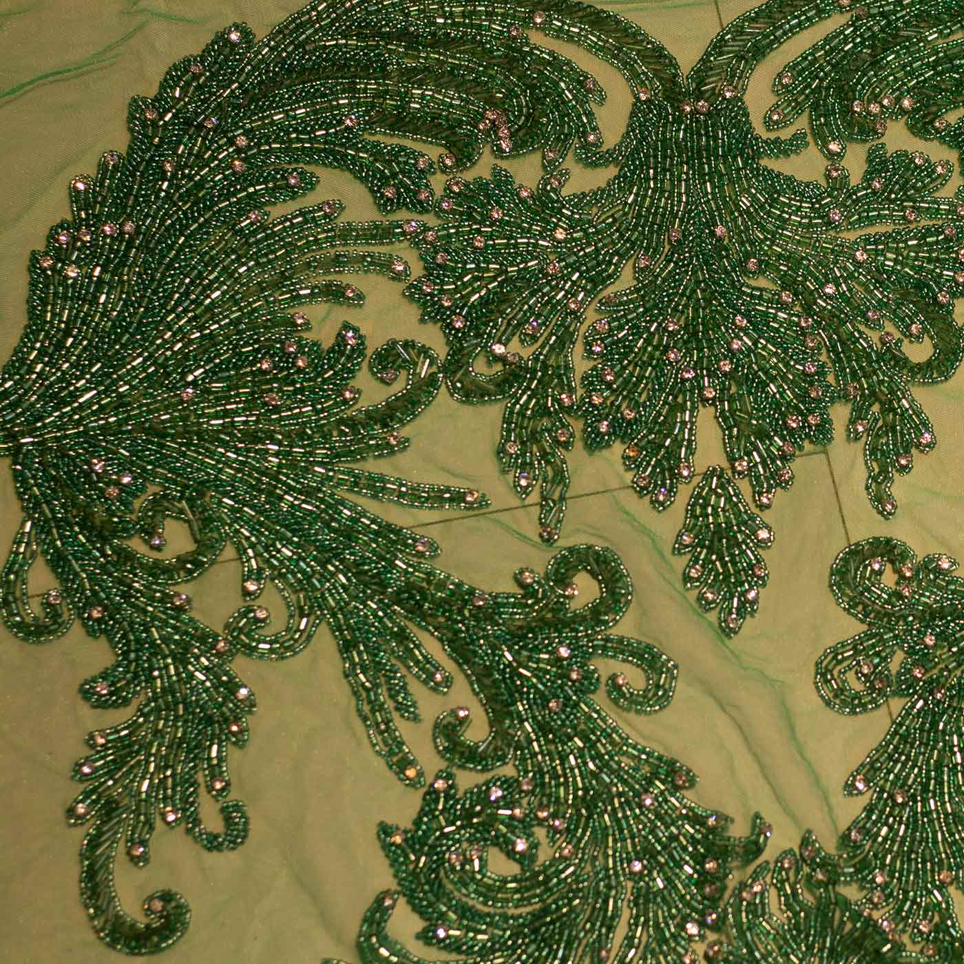 Green Handbeaded Rhinestone Crystal Applique (Front/Desk panel)