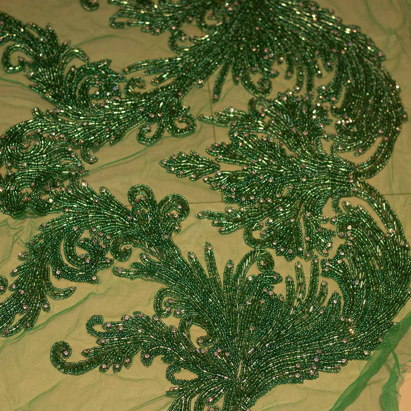 Green Handbeaded Rhinestone Crystal Applique (Front/Desk panel)