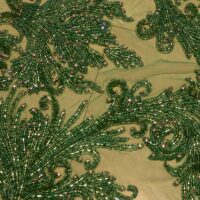 Green Handbeaded Rhinestone Crystal Applique (Front/Desk panel)