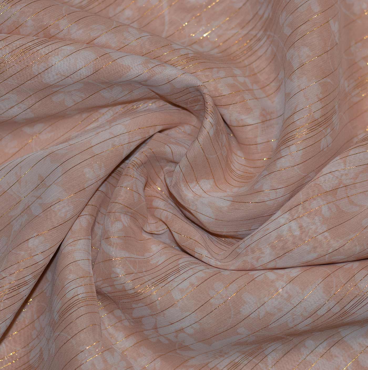 Peach Printed Chiffon Fabric