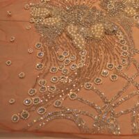 Peach Handbeaded Rhinestone Crystal Applique (Front/Dress panel)