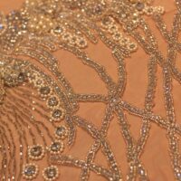 Peach Handbeaded Rhinestone Crystal Applique (Front/Dress panel)