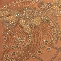Peach Handbeaded Rhinestone Crystal Applique (Front/Dress panel)