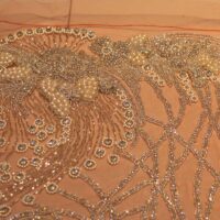 Peach Handbeaded Rhinestone Crystal Applique (Front/Dress panel)