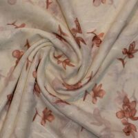 Brown and Cream Floral Printed Chiffon Fabric