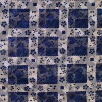 Cream and Blue Abstract Floral Chiffon