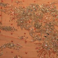 Pink Handbead Rhinestone Crystal Apllique Front Dress Panel