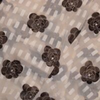 Cream and Black Floral Printed Chiffon