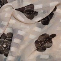 Cream and Black Floral Printed Chiffon