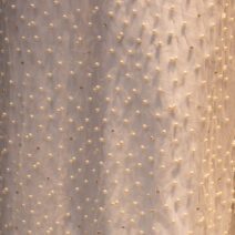 White Beads and Crystal Embroidered Mesh Fabric
