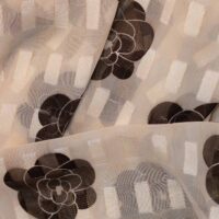 Cream and Black Floral Printed Chiffon