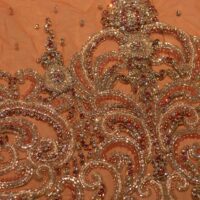 Peach Handbeaded Rhinestone Crystal Applique (Dress panel)