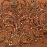 Peach Handbeaded Rhinestone Crystal Applique (Dress panel)