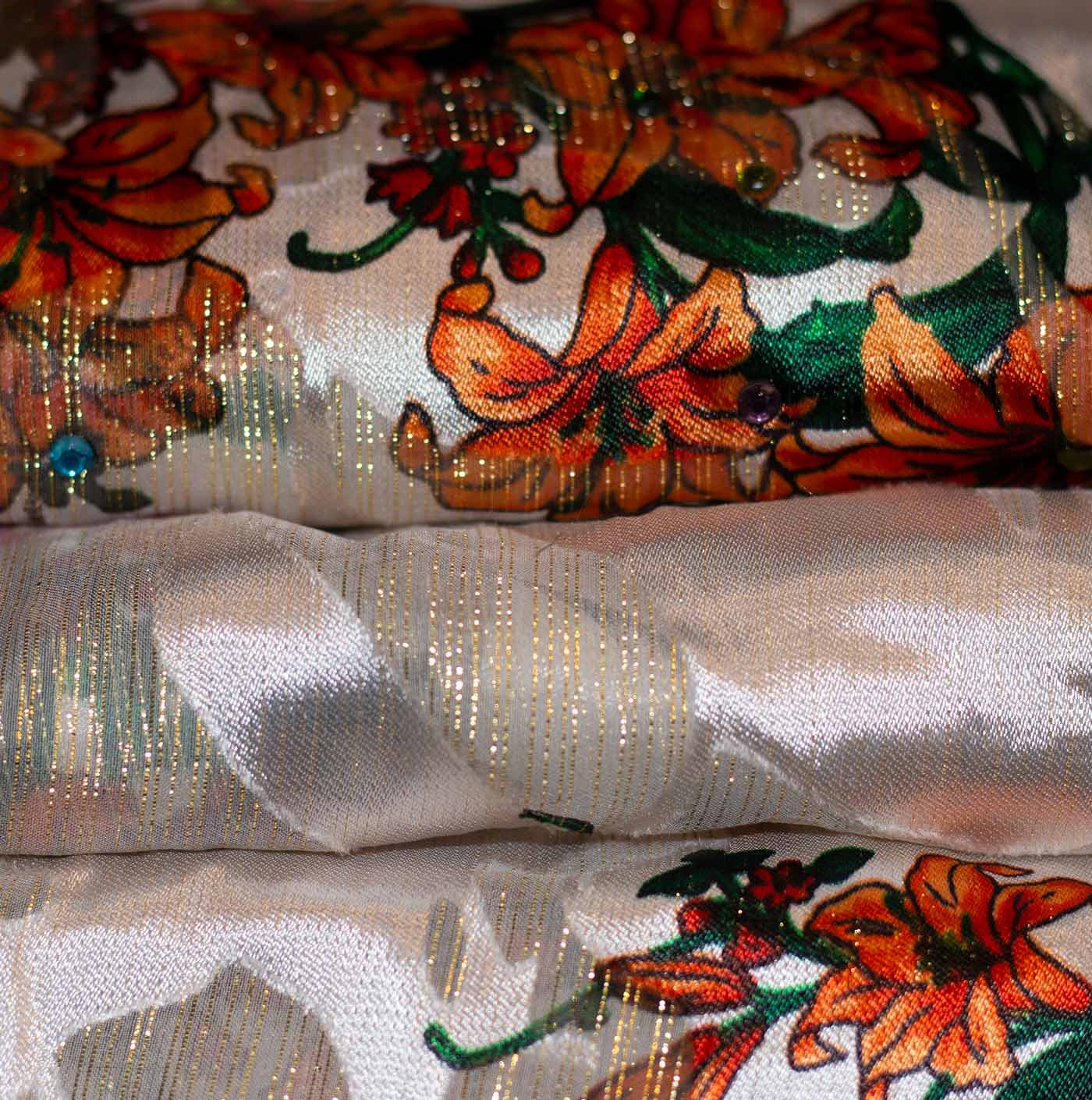 Multi Color Variant Floral Chiffon Fabric