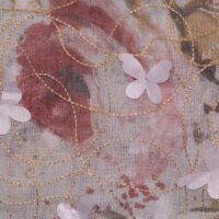 Peach Variant Embroidered Floral Lame Organza Fabric
