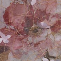 Peach Variant Embroidered Floral Lame Organza Fabric