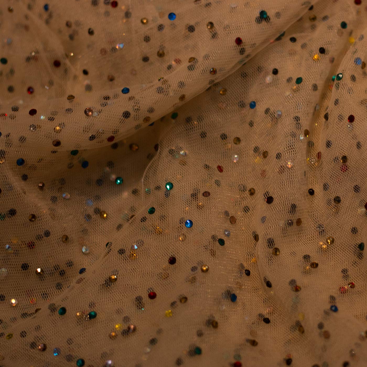 Nude Crystal Mesh Fabric