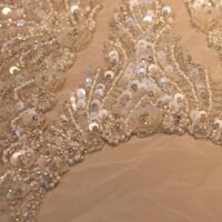 White Handbeaded Rhinestone Crystal Applique (Front/dress panel)