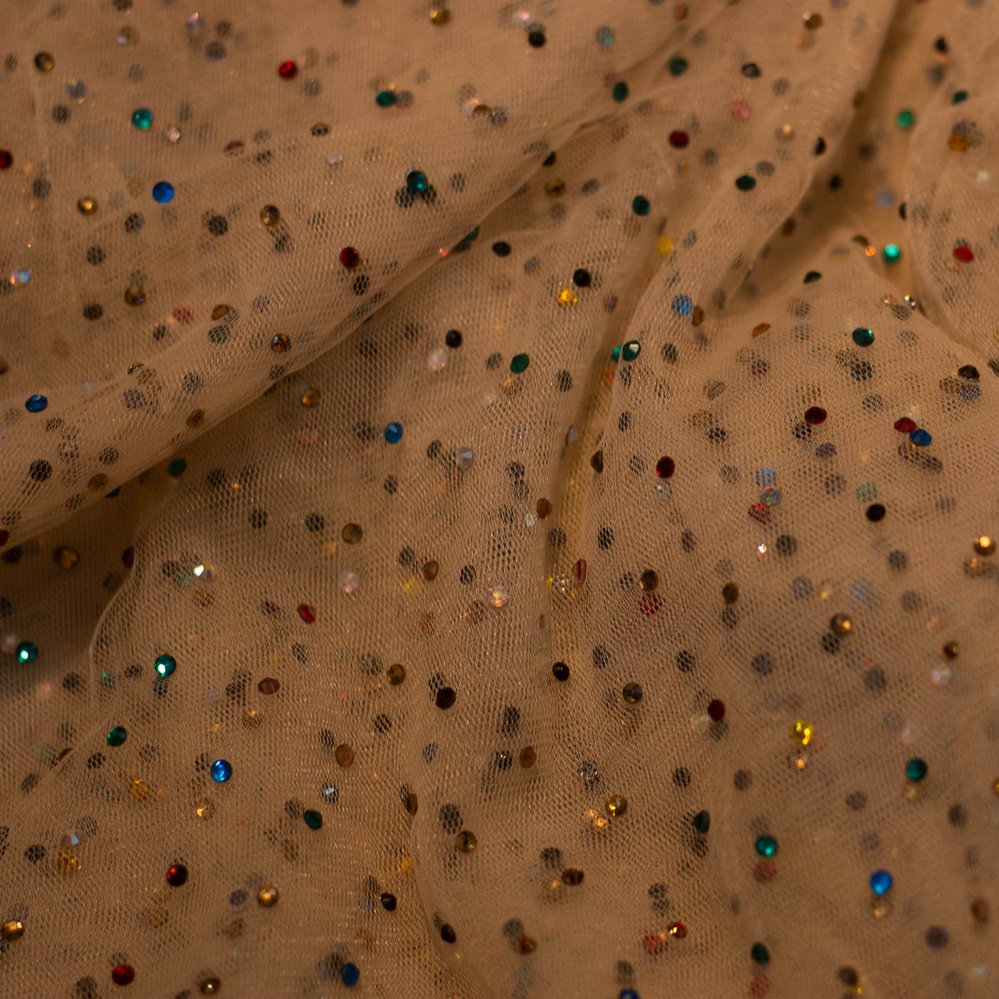 Nude Crystal Mesh Fabric