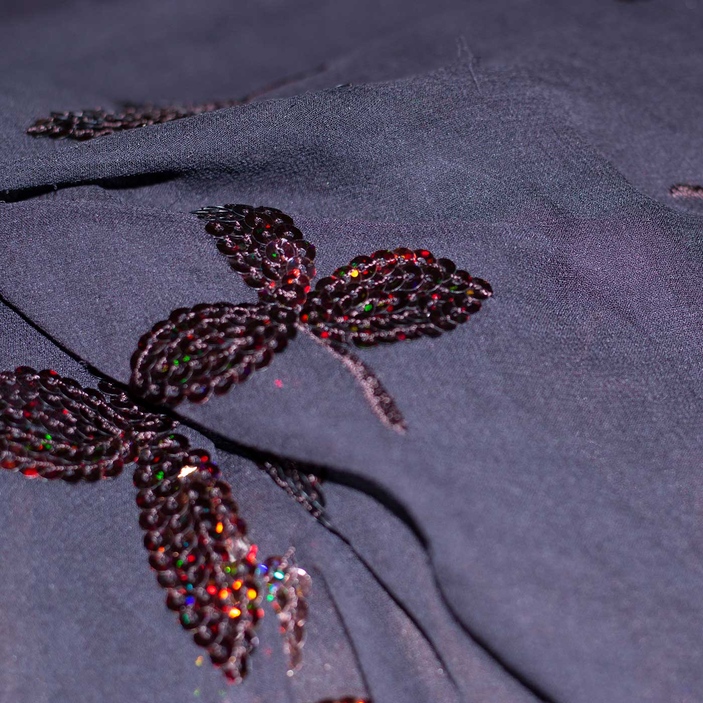 Coffee Brown Embroidered Chiffon Fabric