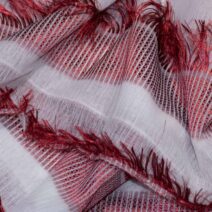 burgundy Tassel Lame Linen Fabric