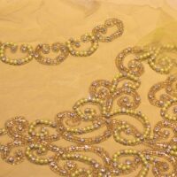 Lemon Mesh Handbeaded Rhinestone Crystal Applique (Front/Dress Panel)