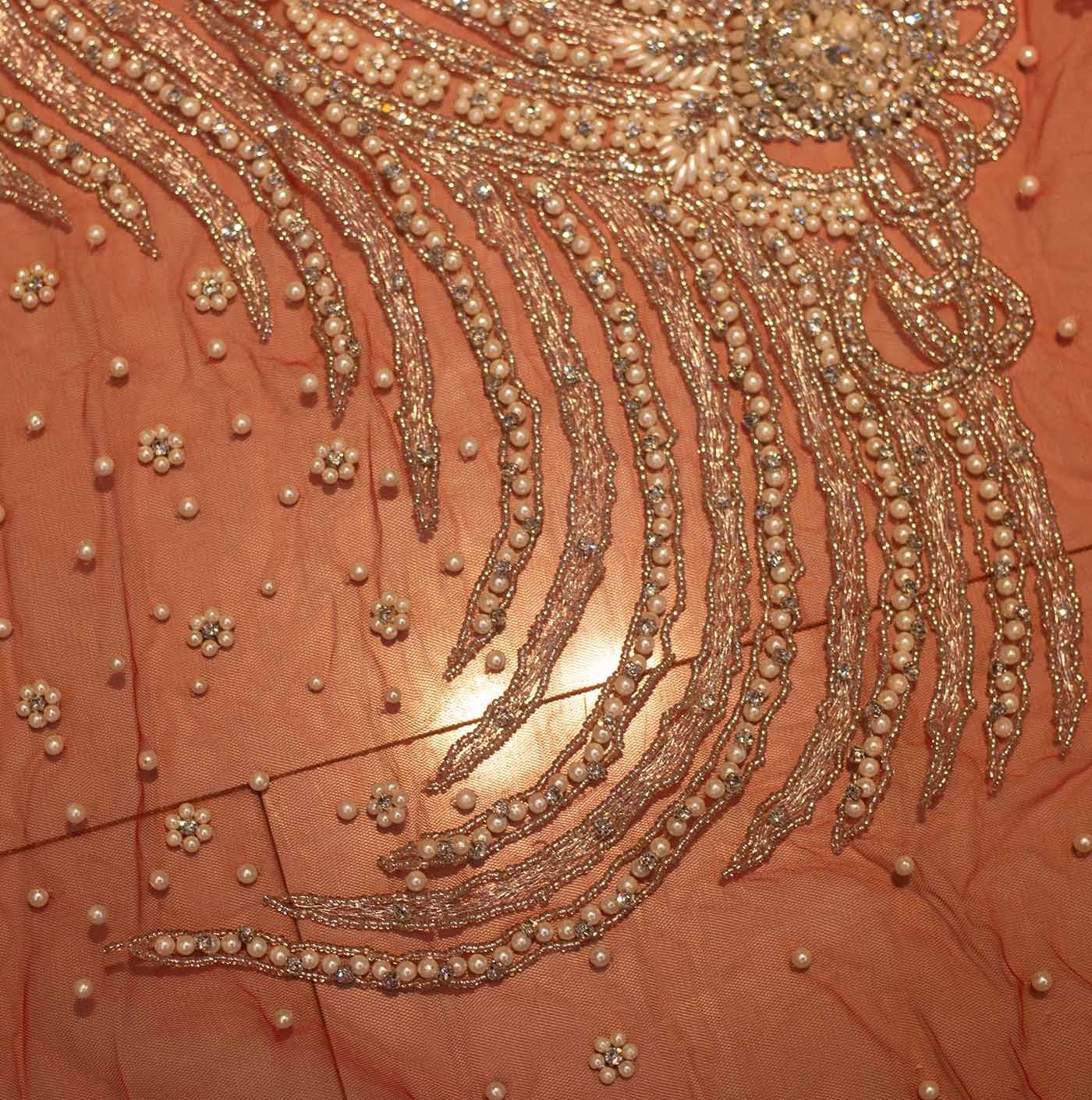 Red Handbeaded Rhinestone Crystal Applique (Front/Dress panel)