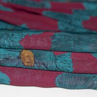 Wine and Green Floral Printed Chiffon