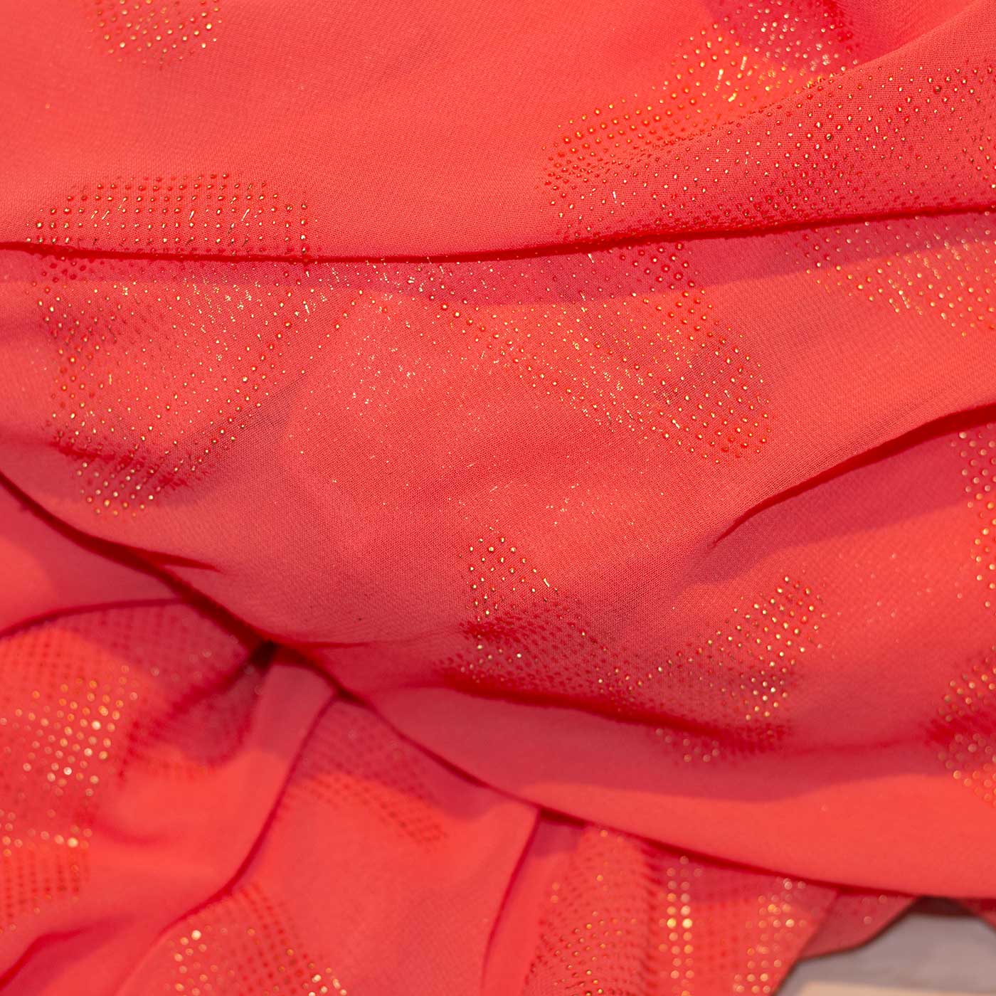 Burnt Orange Crystal Details Chiffon Fabric