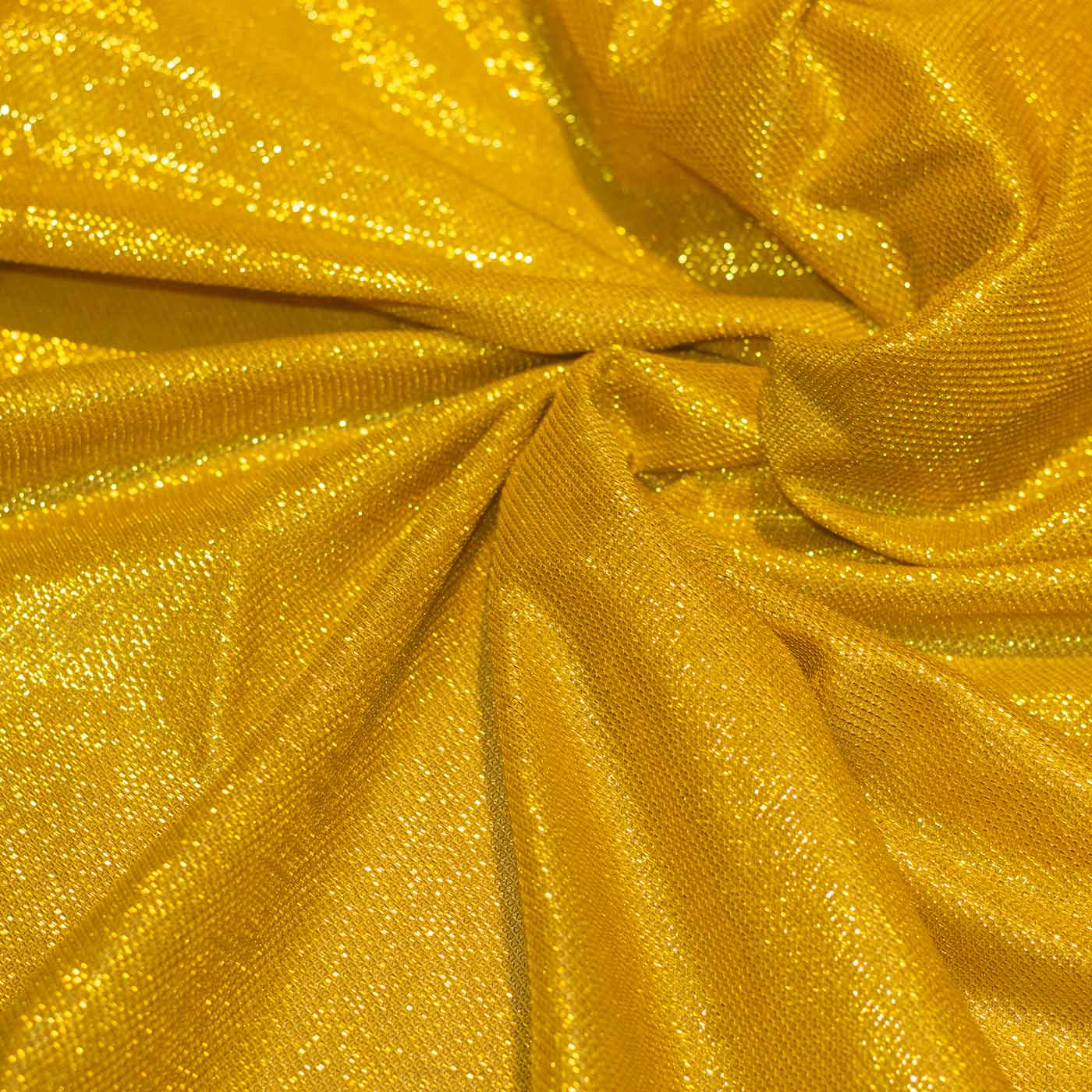 Yellow Fish Scale Foil Satin Fabric