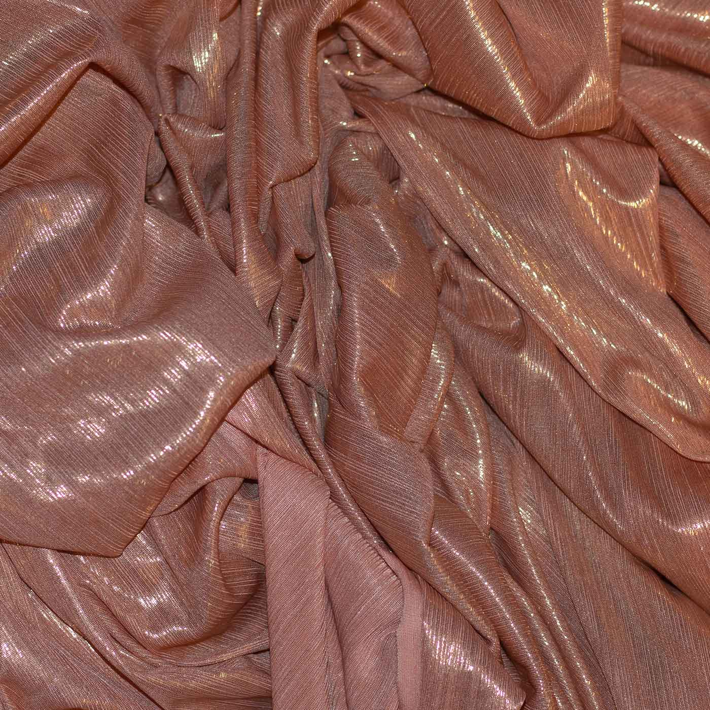 Peach Metallic Foil Satin Fabric