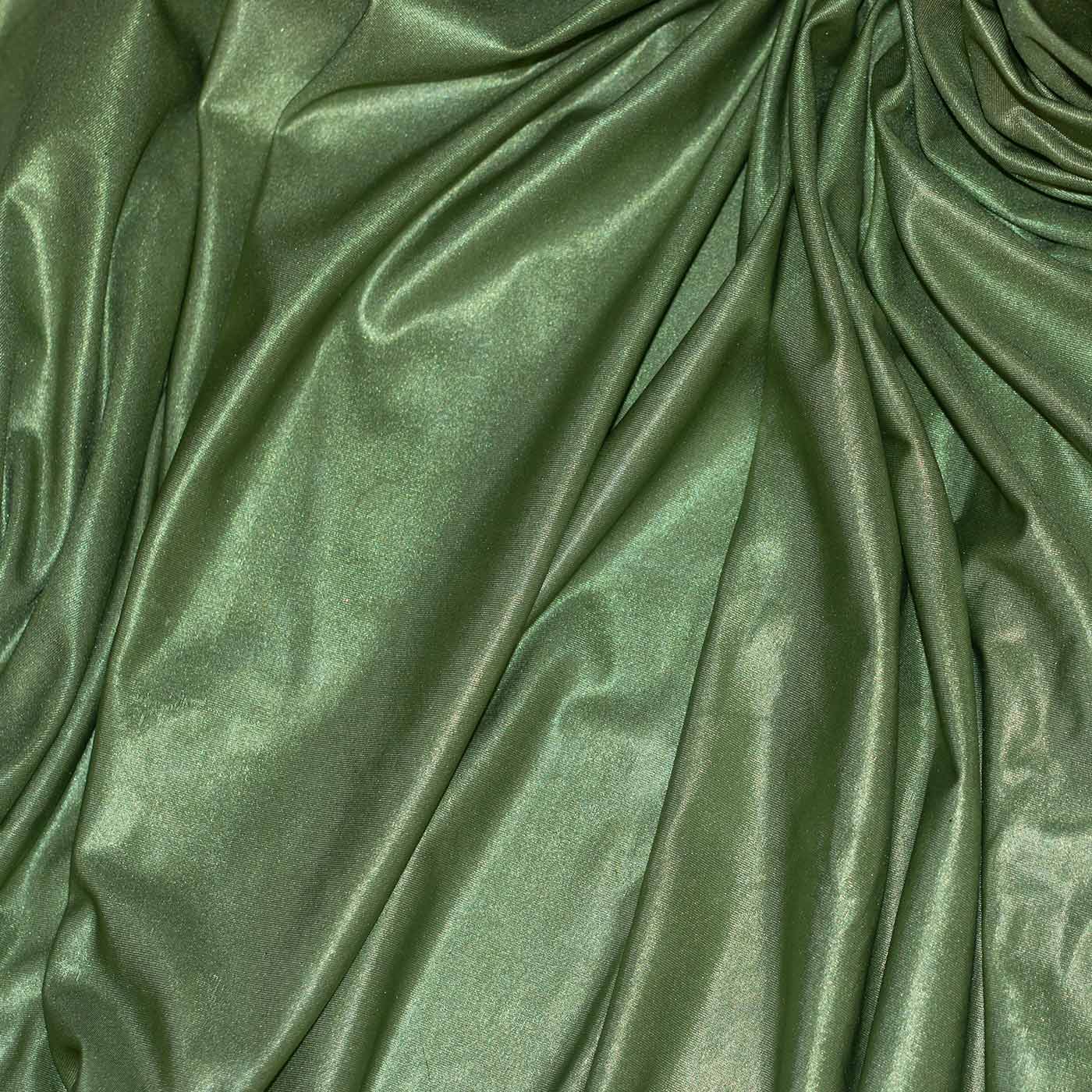 Green Metallic Foil Satin Fabric