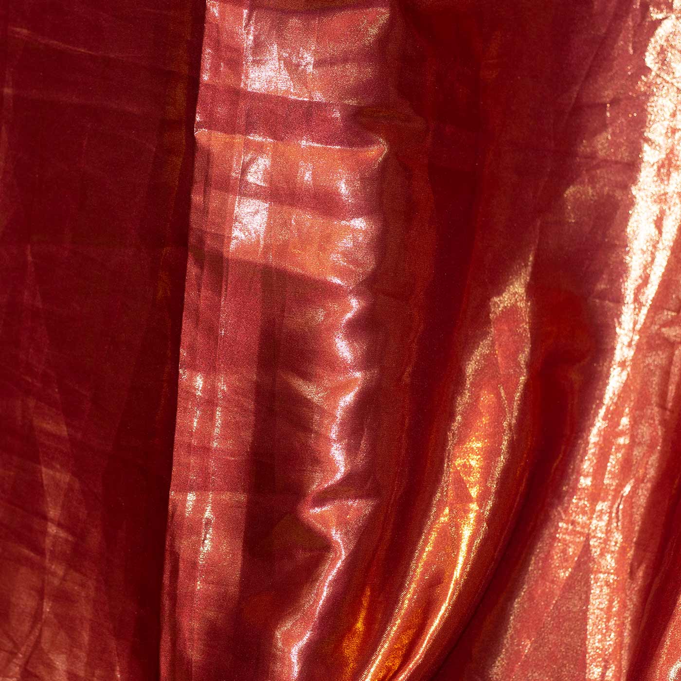 Red Metallic Foil Satin Fabric