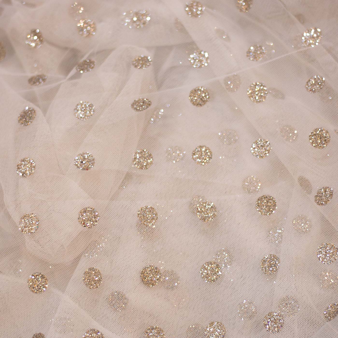 Ivory Dotted Mesh Fabric