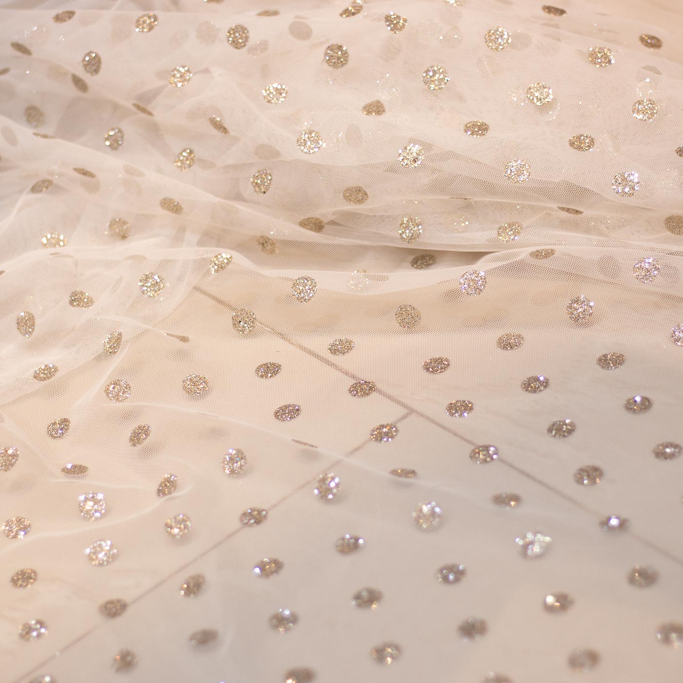 Ivory Dotted Mesh Fabric