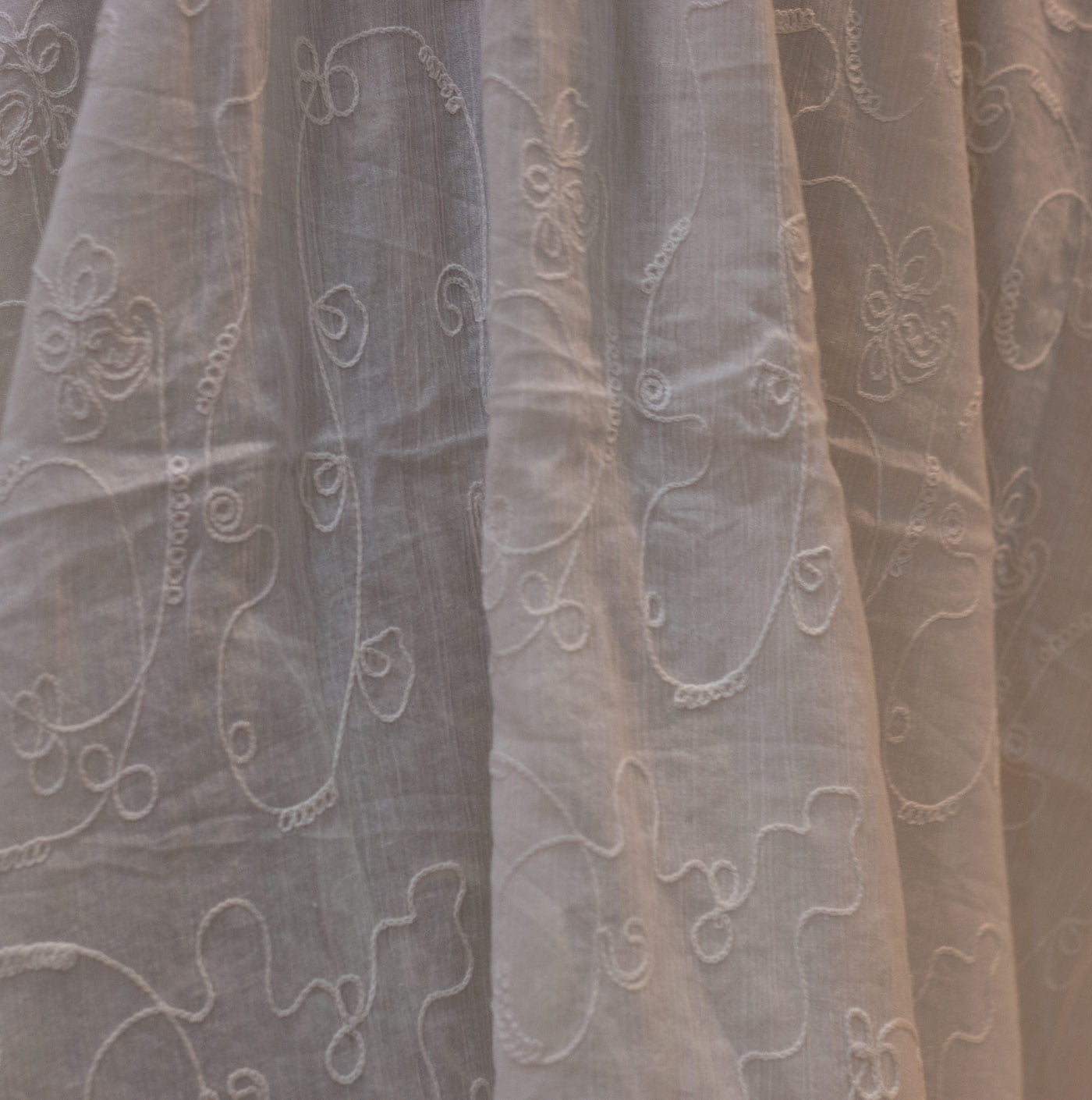 White Embroidered Cotton Fabric