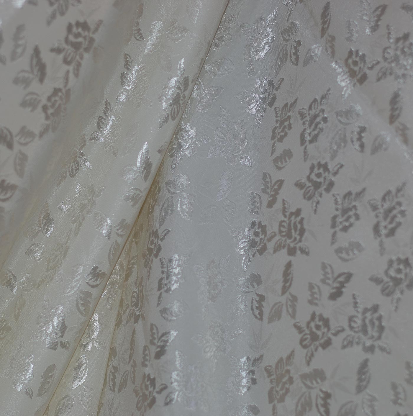 Ivory Silk Floral Jacquard Fabric