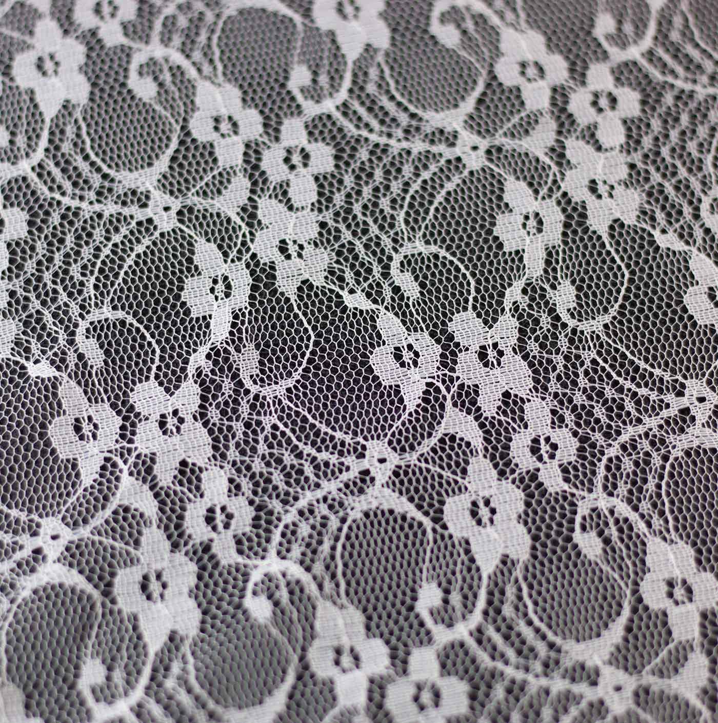 White Abstract Floral Chantilly Lace Fabric