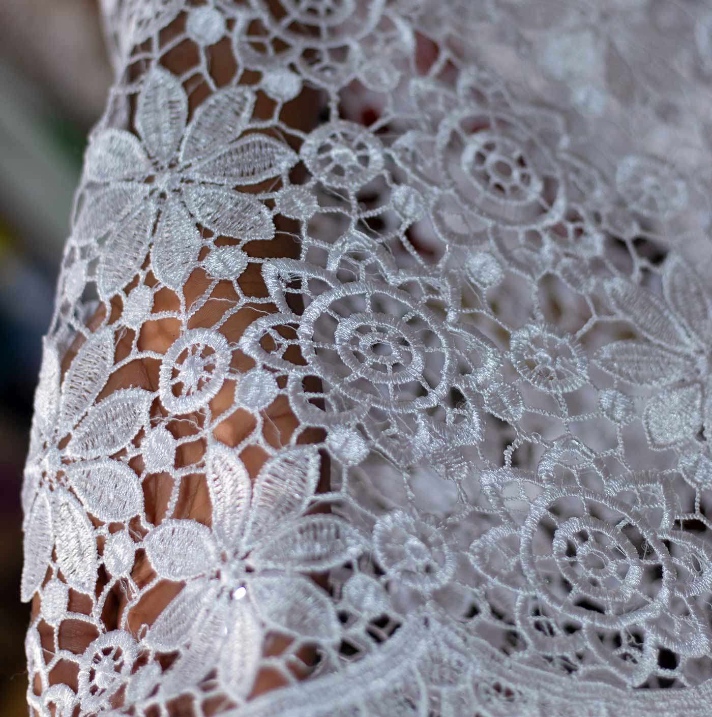 White Floral Guipure Lace Fabric
