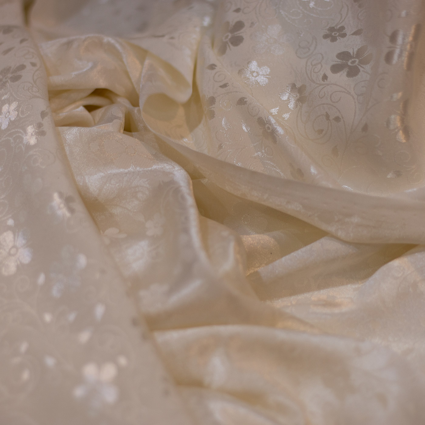 Cream Floral Jacquard Fabric