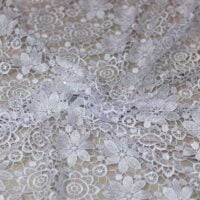 White Floral Guipure Lace Fabric