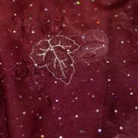 Dark Wine Embroidered Organza with Dotted Ladder Glitters