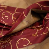 Abstract Design Burgundy Organza Brocade Fabric