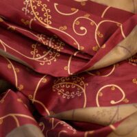 Abstract Design Burgundy Organza Brocade Fabric